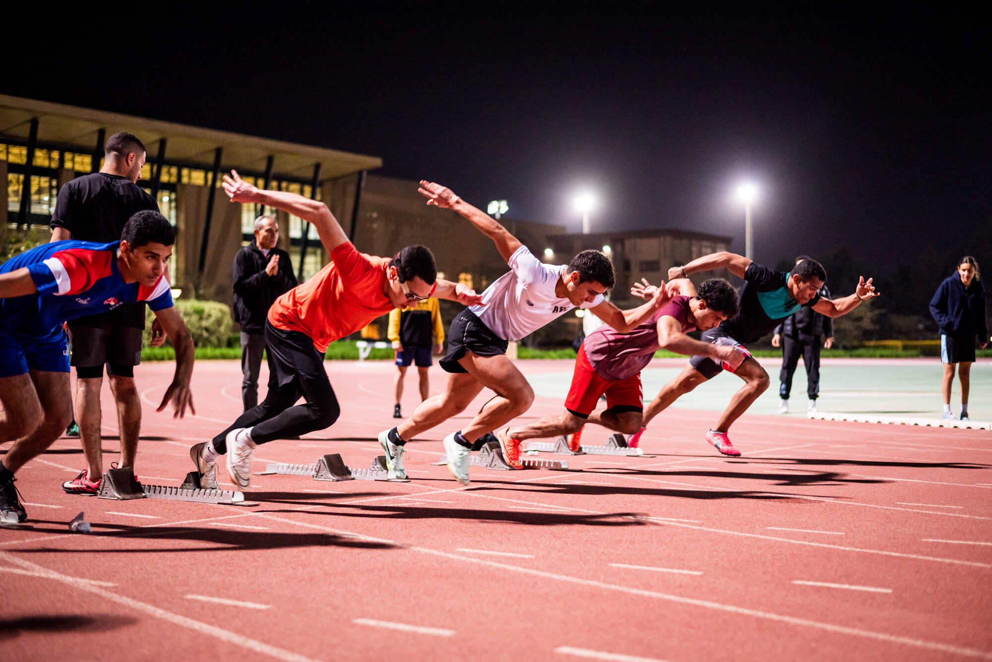 a group of men start running