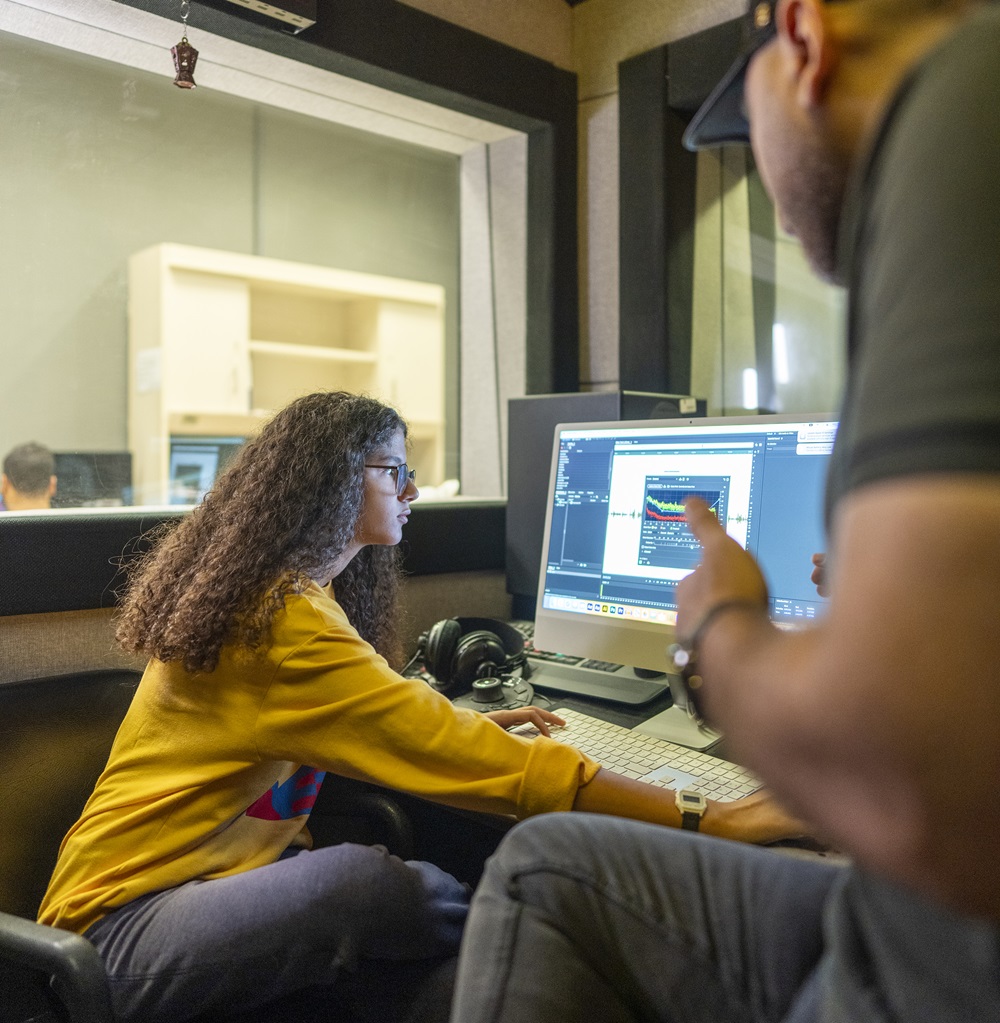 A girl using a computer