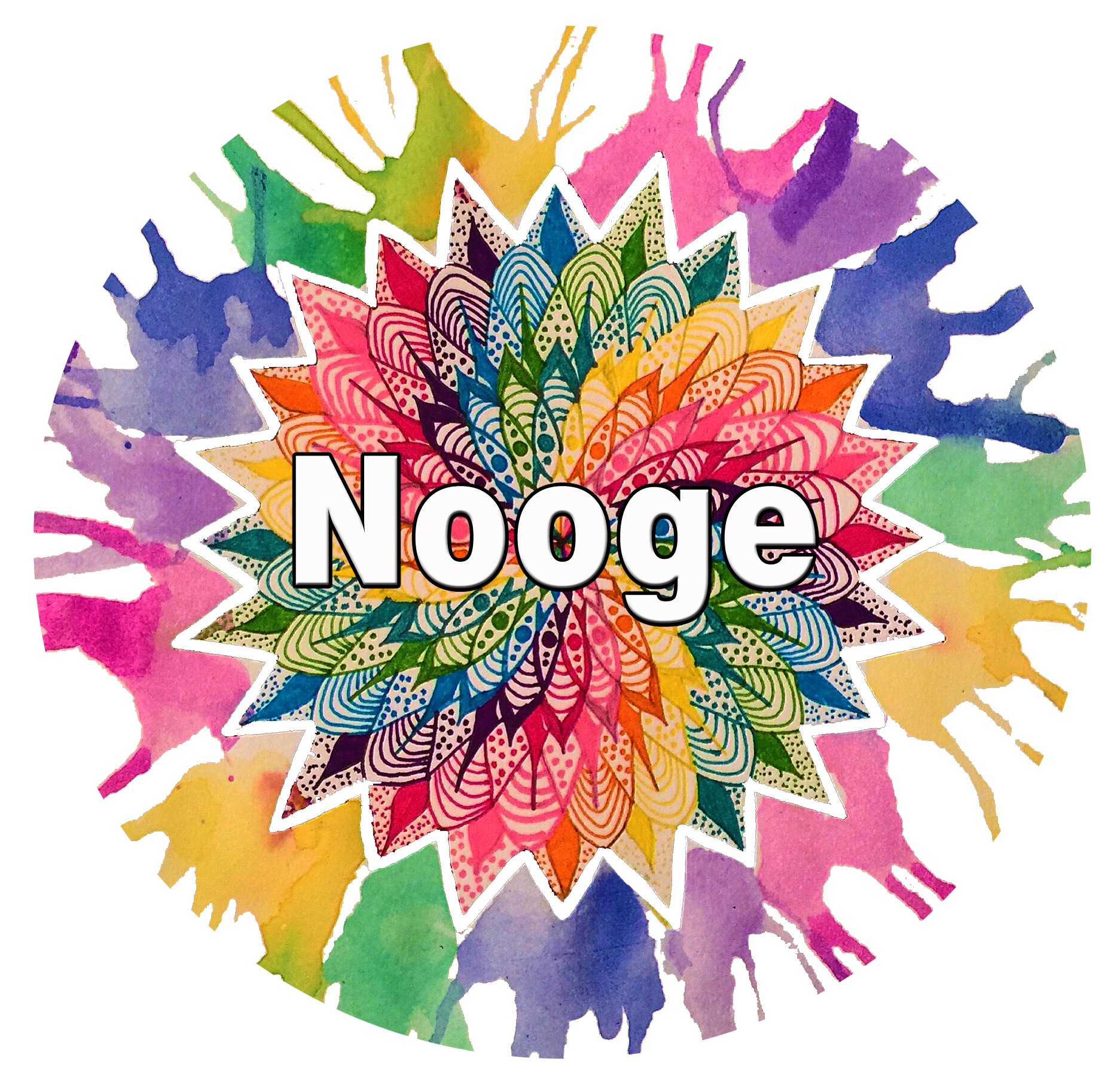 Colorful background. Text: Nooge