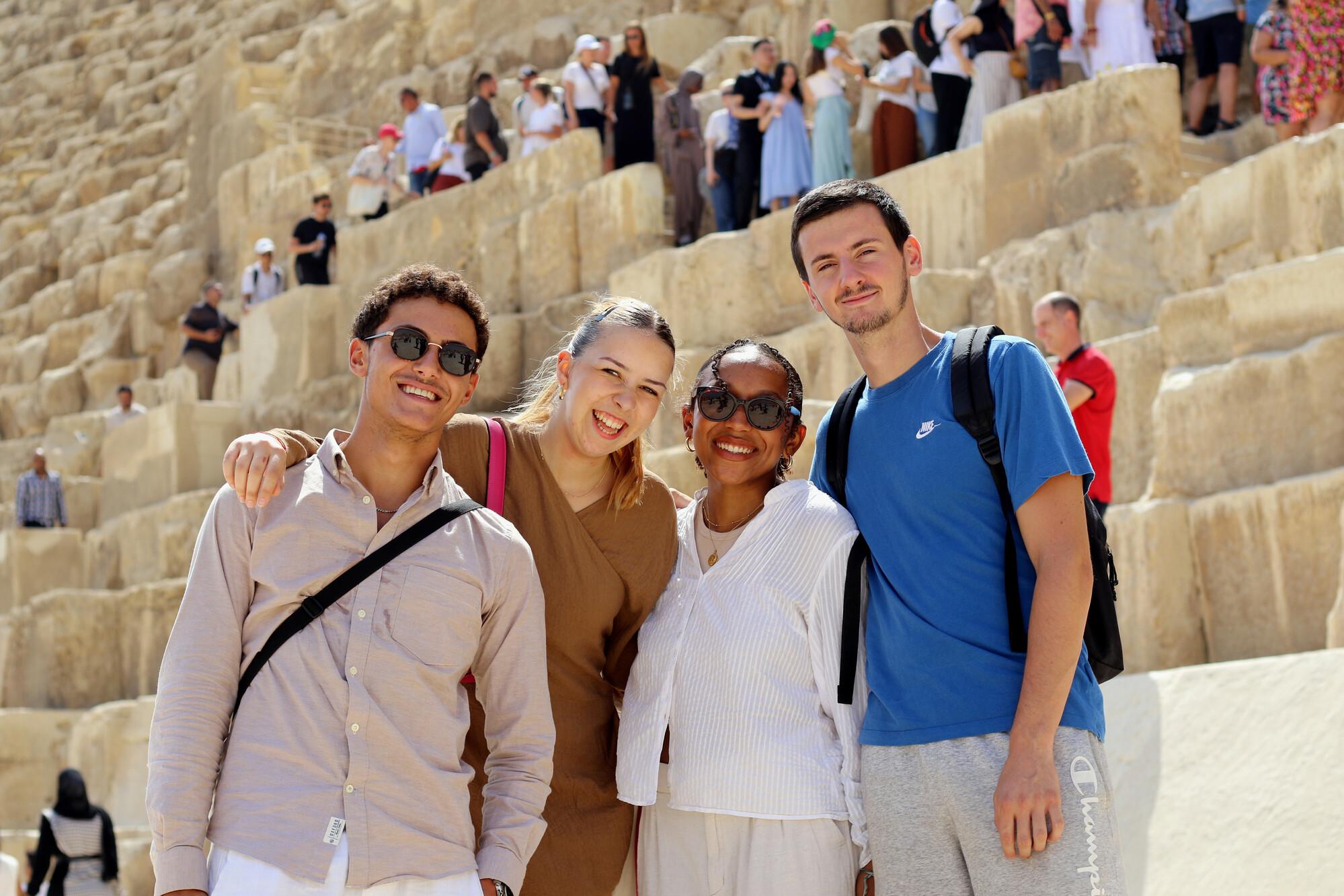 International students at the pyramids