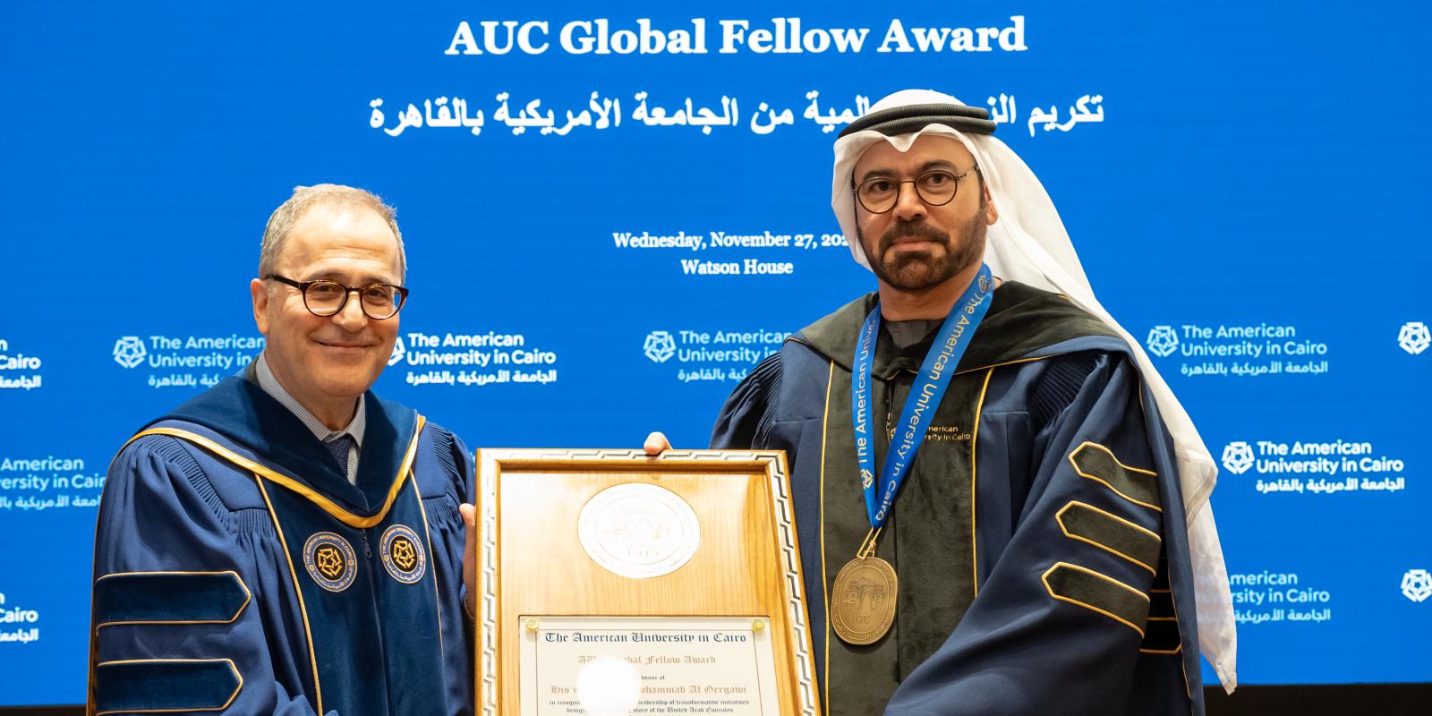 AUC Honors Mohammad Al Gergawi, UAE Minister of Cabinet Affairs with the Global Fellow Award