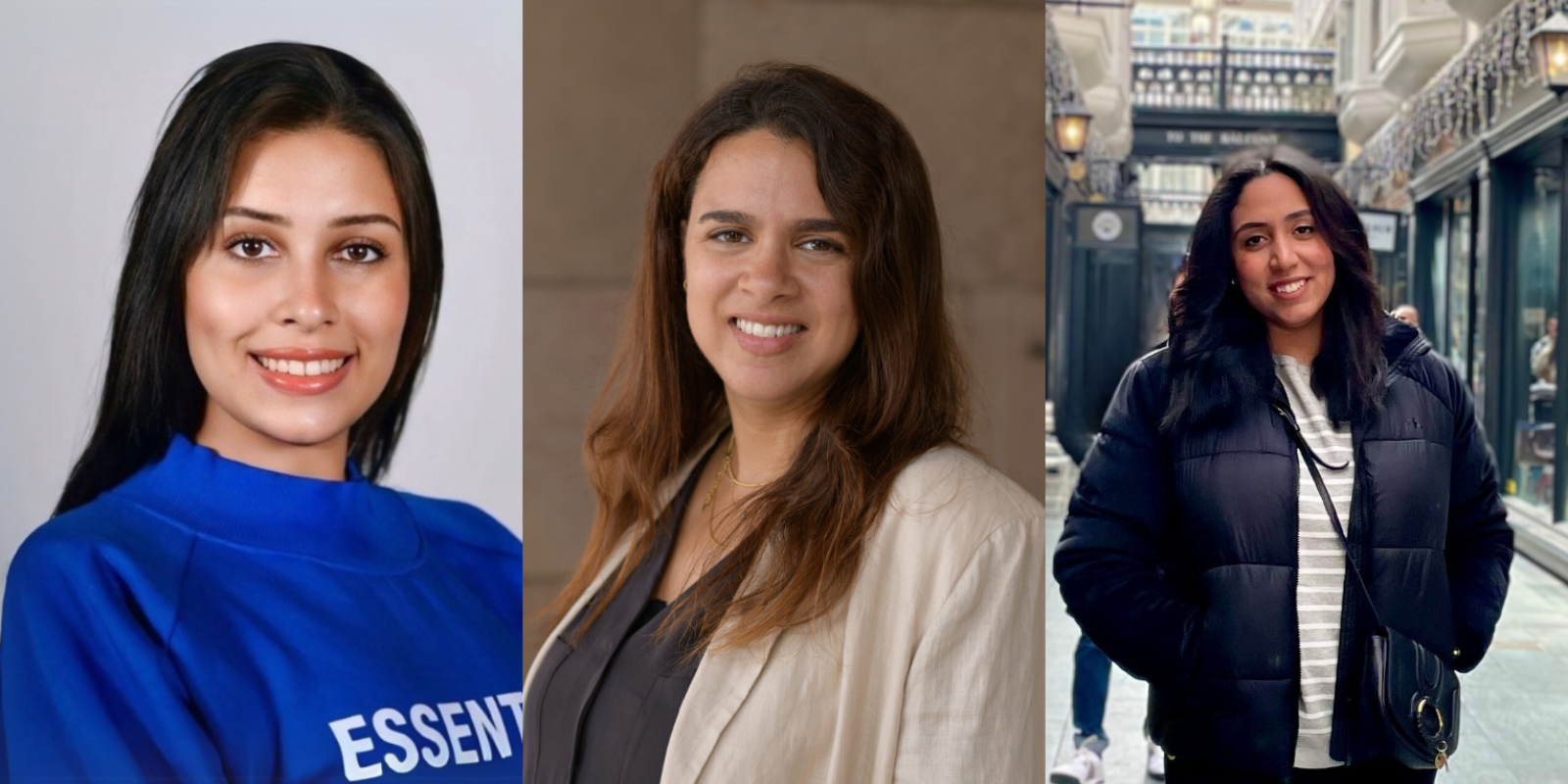 A collage of three women awardees smilng 