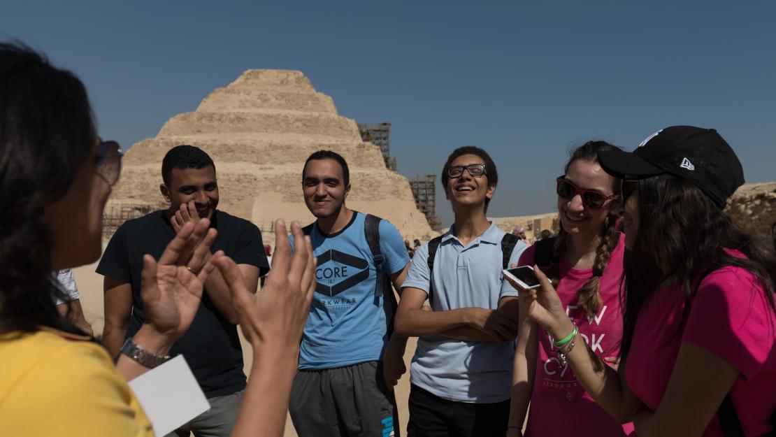 The students during their visit to Saqqara