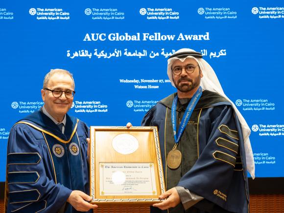 AUC Honors Mohammad Al Gergawi, UAE Minister of Cabinet Affairs with the Global Fellow Award